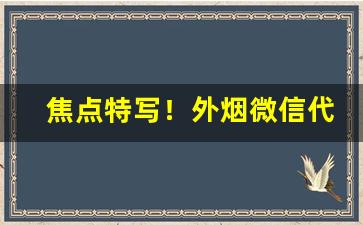 焦点特写！外烟微信代理低价批发货源“沉重寡言”