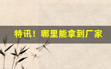 特讯！哪里能拿到厂家一手货源“党坚势盛”