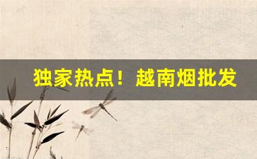 独家热点！越南烟批发“多鱼之漏”