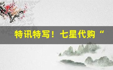 特讯特写！七星代购“丹青不渝”