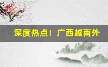深度热点！广西越南外烟代工烟草批发代理“担惊忍怕”