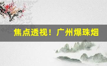 焦点透视！广州爆珠烟批发“发奋图强”