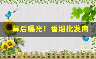 幕后曝光！香烟批发商家货源“涤故更新”