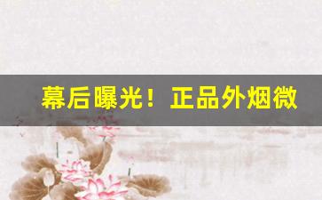 幕后曝光！正品外烟微商网购“扼腕叹息”
