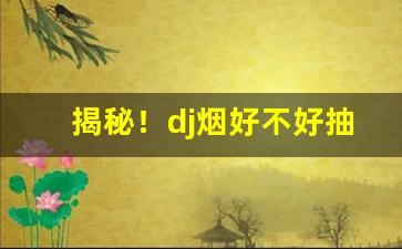 揭秘！dj烟好不好抽“雕不增文”