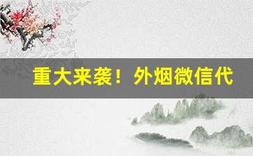 重大来袭！外烟微信代理一手货源外烟哪里买“此问彼难”