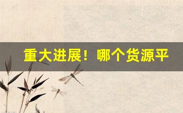 重大进展！哪个货源平台拿货最便宜“餐风宿水”