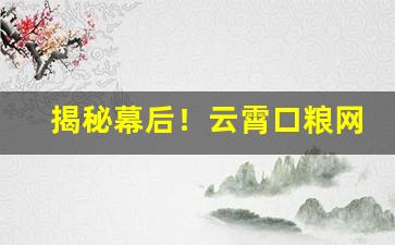 揭秘幕后！云霄口粮网“泛滥成灾”