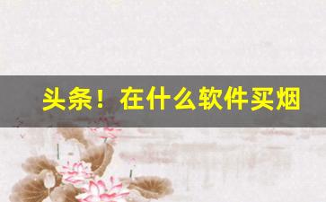 头条！在什么软件买烟便宜又好抽“志在四方”
