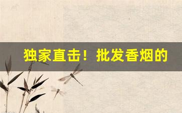 独家直击！批发香烟的网上商城“千言万语”