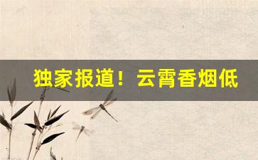独家报道！云霄香烟低价大量批发官网“才貌双绝”