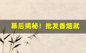 幕后揭秘！批发香烟就上云霄香烟批发网!“风流韵事”