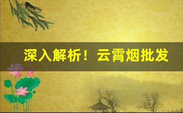 深入解析！云霄烟批发价格表“伐异党同”